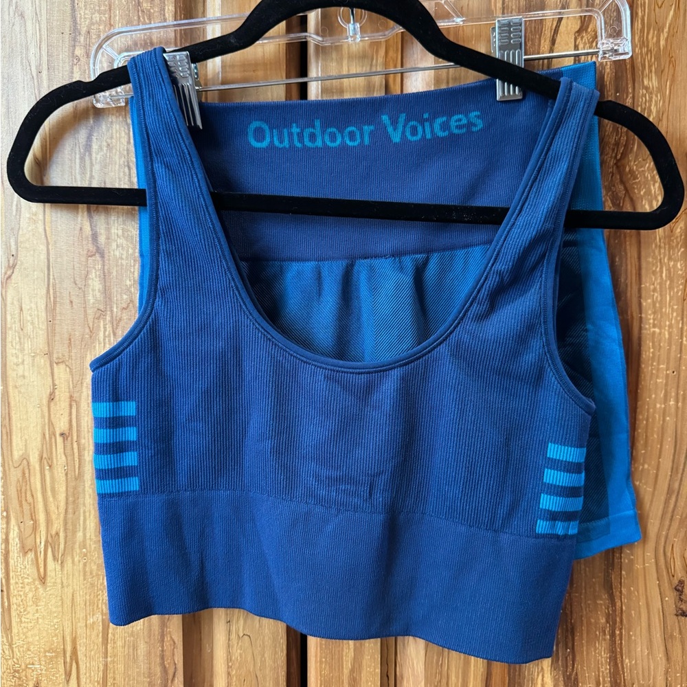Outdoor voices work out set sports top and biker shorts